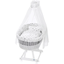 Alvi® Komplettstubenwagen Birthe Weiß 777-9 Sterne Silbergrau