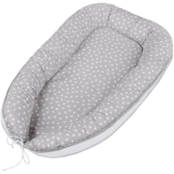 Babybay® Kuschelnest Perlgrau Punkte Weiß