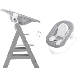 Hauck Hochstuhl Alpha Plus Grey Inklusive Bouncer Stretch Grey