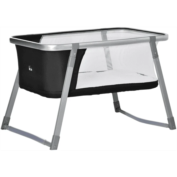 HOMCOM Kinderreisebett Mit Schaukelmodus Grau, Schwarz 3 HOMCOM Kinderreisebett Mit Schaukelmodus Grau, Schwarz