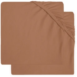 Jollein Jersey Laufgitter Spannbettlaken 2er-Pack Caramel 75x95 Cm