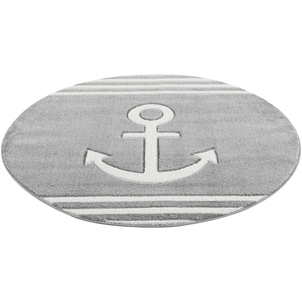LIVONE Kinderteppich Kids Love Rugs Anker Rund Silbergrau/weiss 4 LIVONE Kinderteppich Kids Love Rugs Anker Rund Silbergrau/weiss – Bild 2
