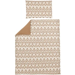 Meyco Bettwäsche Kinderbett 120 X 150 Cm Ikat Sand / Uni Toffee