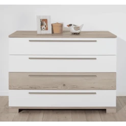 PAIDI Kommode Carlo 3 Schubladen Kreideweiß 1 Schublade Fichte