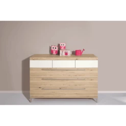 PAIDI Kommode Remo Breit 3 Schubladen Bordeaux Eiche