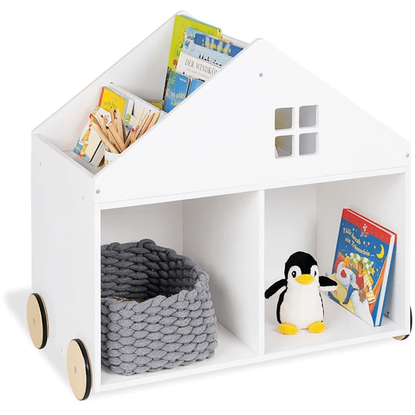 Pinolino Kinderbücherregal Mit Rollen „Hus”, Weiß 3 Pinolino Kinderbücherregal Mit Rollen „Hus”, Weiß
