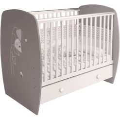 Polini Kids Babybett French 710 Amis Grau-weiß