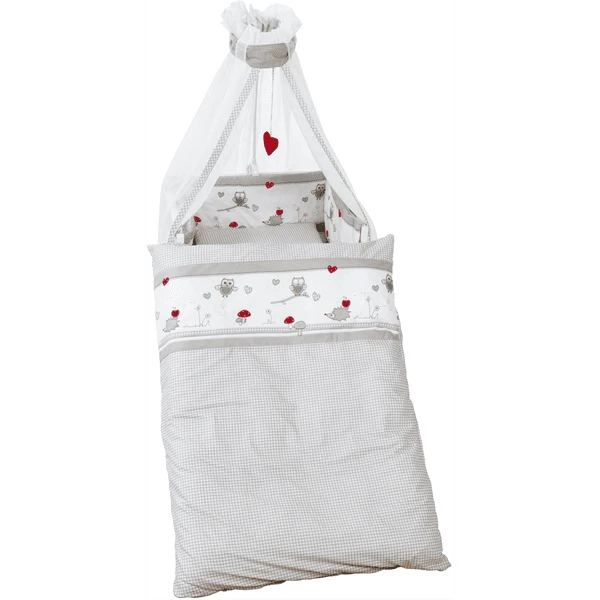 ROBA Kinderbettgarnitur 4tlg. 100x135cm Adam & Eule Grau Weiß Bedruckt 3 ROBA Kinderbettgarnitur 4tlg. 100x135cm Adam & Eule Grau Weiß Bedruckt