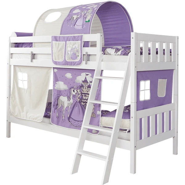 TiCAA Etagenbett Erni Buche Weiß Horse Lila 3 TiCAA Etagenbett Erni Buche Weiß Horse Lila