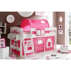 TiCAA Hochbett Kenny R Weiß - Rosa - Weiß