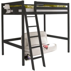 TICAA Hochbett Matthias 140 X 200 Cm Kiefer Grau