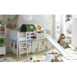 TiCAA Rutschbett Ekki Country Kiefer Weiß Safari