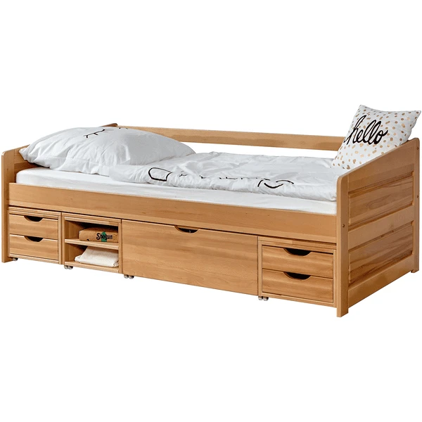 TiCAA Sofabett Micki Buche Natur Mit 4 Funktionsschubladen 3 TiCAA Sofabett Micki Buche Natur Mit 4 Funktionsschubladen